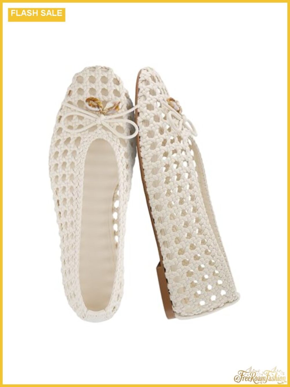 Women's Hand Woven Ballet Flats Memory Foam Pointed Toe Slip-On Shoes